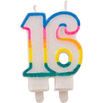 Kaars 16 Jaar Glitter 9cm, Verzenden