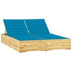 vidaXL Ligbed tweepersoons met blauwe kussens geïmpregneerd, Tuin en Terras, Ligbedden, Verzenden, Nieuw