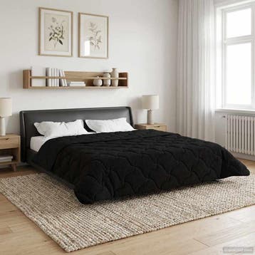 vidaXL Volledig Jaar Dekbed Gekwilt Zwart 220 x 240 cm, Verzenden, Nieuw