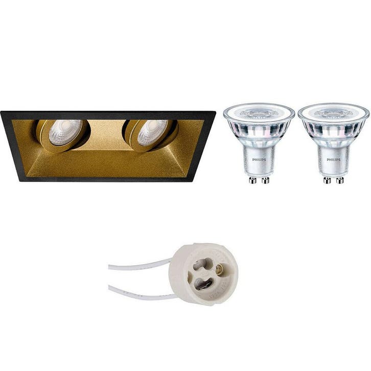 LED Spot Set - 3W Dimbare Kantelbare Inbouwspot Mat Zwart/Go, Maison & Meubles, Lampes | Spots, Envoi