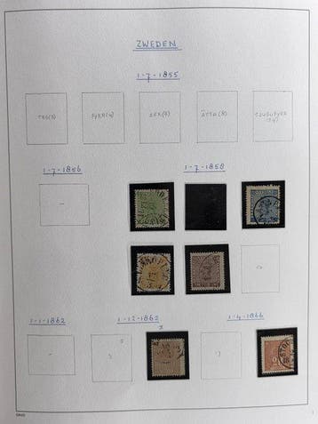 Suède 1858/1970 - Collection dans un album Davo sur des