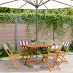 vidaXL 5-delige Tuinset massief hout en stof blauw en wit, Tuin en Terras, Verzenden, Nieuw, Tuinset