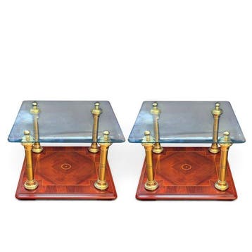 Bijzettafel (2) - Hout, Messing - Louis XVI-ontwerp