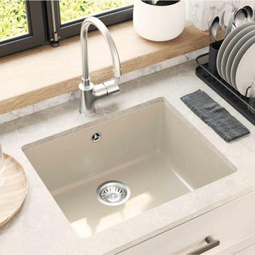 vidaXL Wasbak 80% Kwarts en 20% Hars 530 x 460 mm Beige, Huis en Inrichting, Keuken | Keukenelementen, Verzenden, Nieuw