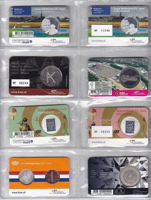 Pays-Bas. Coin Card Various Years (8 stuks) (Sans prix de, Postzegels en Munten, Munten | Europa | Niet-Euromunten
