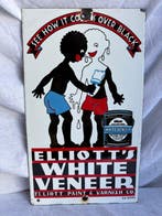 panneau publicitaire émaillé - Elliott’s White Veneer –
