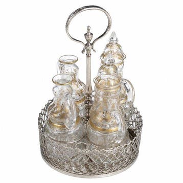 Olie-en-azijnstelletje - Zilver, Glas - 1810 - 1822