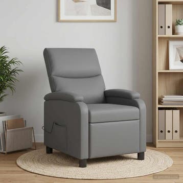 vidaXL Massage Relaxstoel Grijs Kunstleer, Verzenden