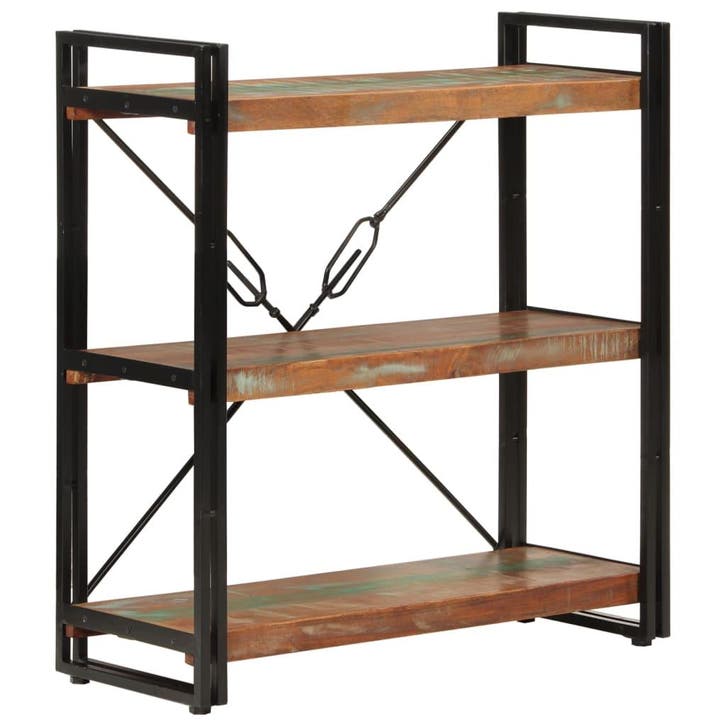 vidaXL Boekenkast 3-laags 77x30x80 cm massief recycled hout, Huis en Inrichting, Kasten | Boekenkasten, Nieuw, Verzenden