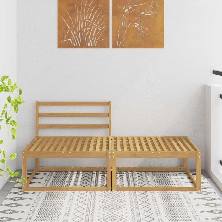 vidaXL 2 Stuk Buiten Voetenbank Polyester Wit, Tuin en Terras, Tuinsets en Loungesets, Nieuw, Verzenden