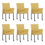 Set van 6 Leren eetkamerstoelen Comfort met wieltjes en, Ophalen of Verzenden, Nieuw, Leer, Eén