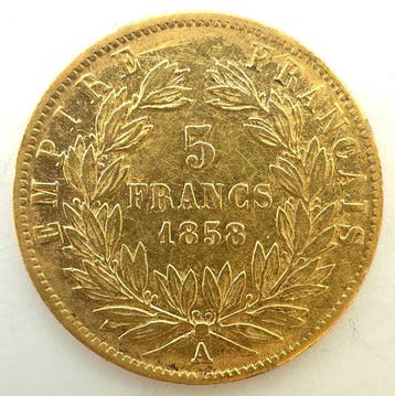 Frankrijk. Napoléon III. 5 Francs 1858-A, Paris (Zonder