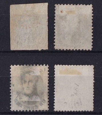 Belgique 1861/1865 - médaillon 1c vert, non gravé et les 3, Gestempeld