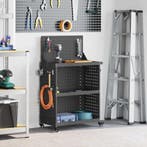 vidaXL Gereedschapswagen Zwart 65 x 35 x 111 cm Koudgewalst, Verzenden