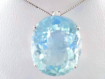 Zonder minimumprijs - Ketting met hanger - 18 karaat Witgoud