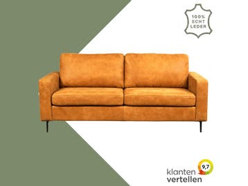 Leren bank Match - 3 zits - Kenia Cognac (cognac) - Poten, Ophalen of Verzenden