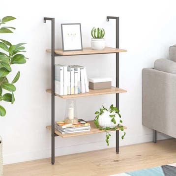 vidaXL Ladderrek met 3 schappen 64x35x120,5 cm lichtbruin en, Verzenden, Nieuw