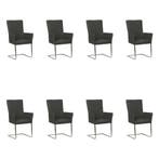 Set van 8 Leren eetkamerstoelen Dare met armleuning -, Ophalen of Verzenden, Nieuw, Leer, Eén