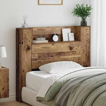 vidaXL Opslag hoofdeinde met LED Oud hout Bewerkt hout, Verzenden, Nieuw