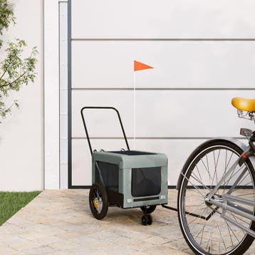vidaXL Hondenfietstrailer oxford stof en ijzer grijs en, Verzenden, Nieuw