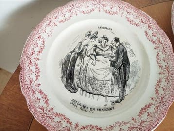 Sarreguemines - Bord (12) - Aardewerk - faience borden