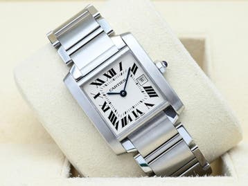 Cartier Tank W51011Q3 Year 2011 (Box & Papers), Bijoux, Sacs & Beauté, Ophalen of Verzenden, Polshorloge