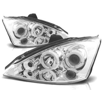 Phares Pour Ford Focus 98-01 Angel Eyes Ccfl Fond Chromé, Verzenden