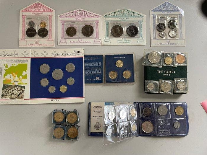 Malta, Argentinië, San Marino, Verenigd Koninkrijk, Gambia,, Postzegels en Munten, Munten | Europa | Niet-Euromunten