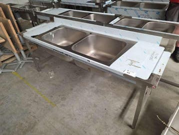 Inox dubbele spoeltafel Bertrand, Ophalen