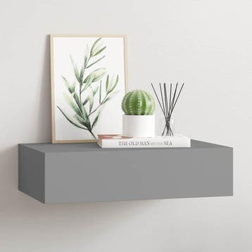 vidaXL Wandschap met lade 40x23,5x10 cm MDF grijs, Huis en Inrichting, Verzenden, Nieuw