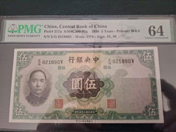 China. - 3 Slabbed Banknotes - 1936/1941 (Zonder