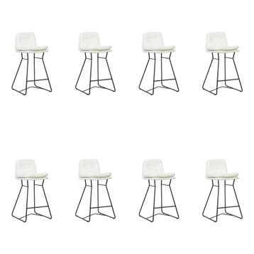 Set van 8 Leren barkrukken Candy laag - Toledo Bianco, Huis en Inrichting, Barkrukken, 60 tot 90 cm, Nieuw, Leer, Ophalen of Verzenden