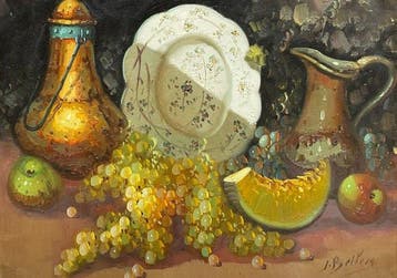 J. Belda - Luz sobre uvas y porcelana