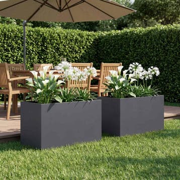 vidaXL Plantenbak 2 st Antraciet 60 x 40 x 40 cm Koudgewalst, Verzenden