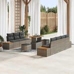 vidaXL Tuinbank Set met kussen met opslag 10 pcs Grijs Poly, Verzenden, Nieuw