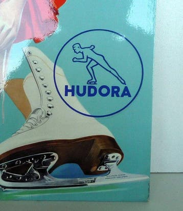 Hudora - Hudora reclameplaat voor kunstschaatsen 1950-60. -