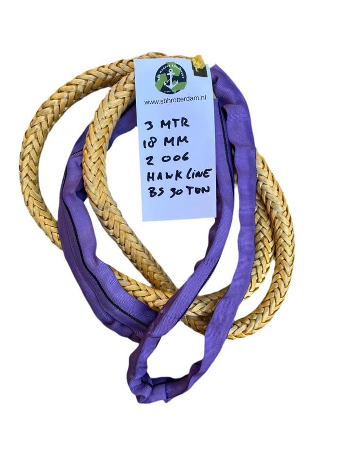 Hawk-Line Touw UHMWPE 3MTR 18MM 30Ton 1 Oog touw NIEUW aa..., Sports nautiques & Bateaux, Navigation professionnelle, Envoi