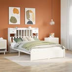 vidaXL Bed met boekenkast zonder matras grenenhout wit, Verzenden, Nieuw