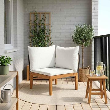 vidaXL Tuin Hoek Sofa met Kussens Massief acaciahout & touw, Tuin en Terras, Verzenden, Nieuw