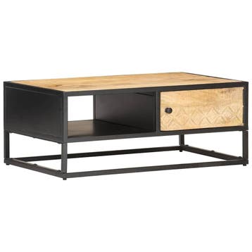 vidaXL Salontafel met bewerkte deur 90x55x36 cm ruw, Verzenden, Nieuw