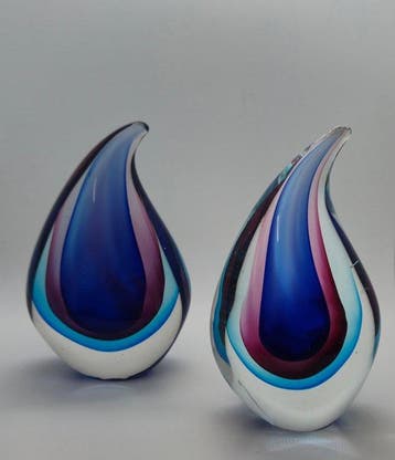 Vaas (2) - Zware multicolor sier objecten - Kristal - Set