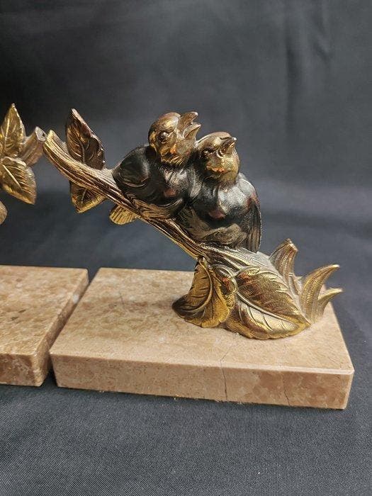 Boekensteunen - vogels - Marmer, Zinklegering, Antiek en Kunst, Kunst | Designobjecten