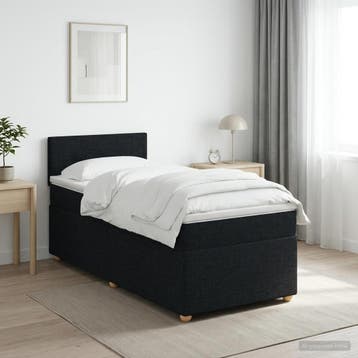vidaXL Boxspringbed met matras met hoofdeinde Zwart 90 x 200, Verzenden