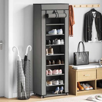 vidaXL Schoenenkast met hoes 57x29x162 cm stof grijs, Maison & Meubles, Armoires | Armoires à chaussures, Verzenden