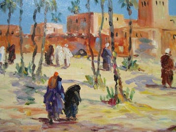 Bruno Retaux (1947) - Vue panoramique vers Marrakech, Antiquités & Art