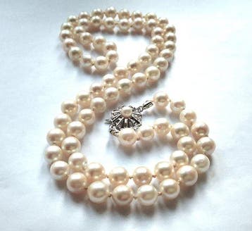 Sans prix de réserve - Collier de perles Or blanc 8 carats -