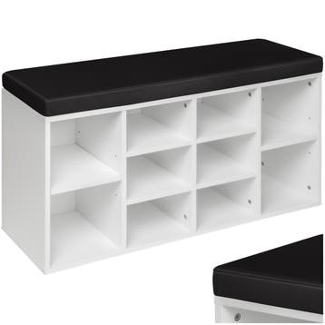 Schoenenkast met zitkussen 103,5x48x30cm - zwart / wit, Verzenden