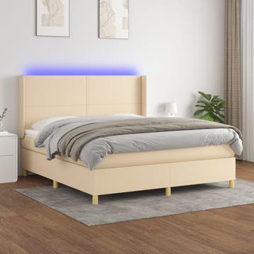 vidaXL Boxspring met matras en LED stof crèmekleurig 180x200, Huis en Inrichting, Verzenden, Nieuw