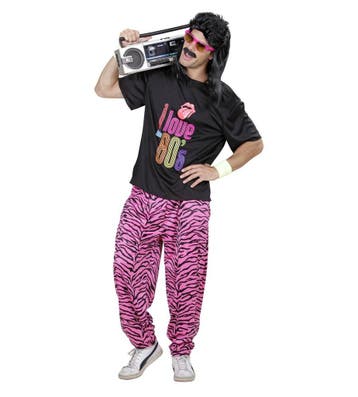 Neon 80S Kostuum Zwart Roze Heren, Verzenden, Nieuw