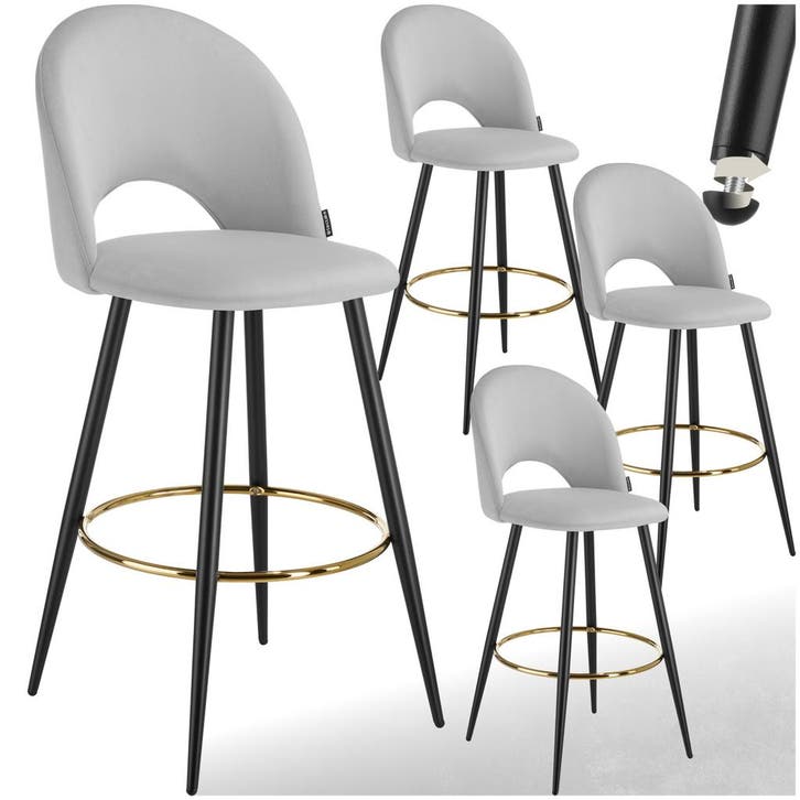 Barkruk Sachel met rugleuning, fluweellook, Maison & Meubles, Tabourets de bar, Envoi
